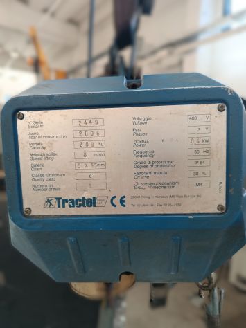 Paranco elettrico Tralift Tractel 250 Kg con braccio 5m e supporto completo - Foto 4