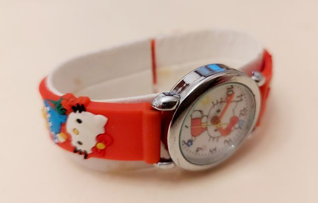 Orologio al quarzo per bambini ragazzi Hello Kitty con cinturino in gomma rosso - Foto 3
