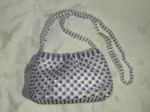 Borsa in perline viola - Foto 4