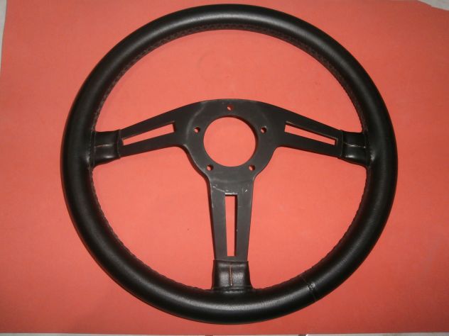 VOLANTE IN PELLE PER AUTO D'EPOCA ALFA FIAT LANCIA JOLLY ATTACCO 5 FORI D.35cm - Foto 3