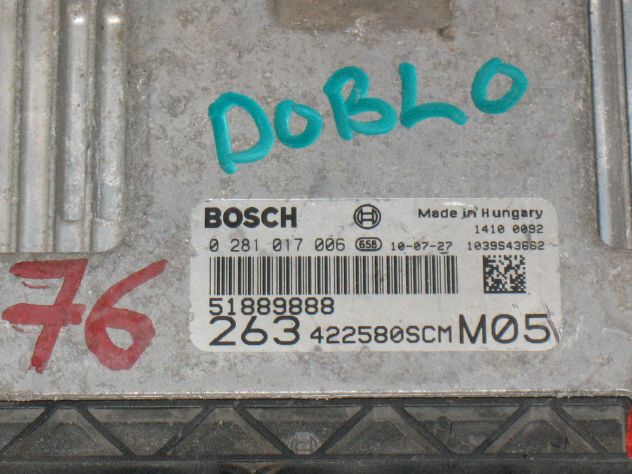 0281017006 ECU FIAT DOBLO 1.6 0281017006 0 281 017 006 EDC 16C39-7.33 51889888 - Foto 2