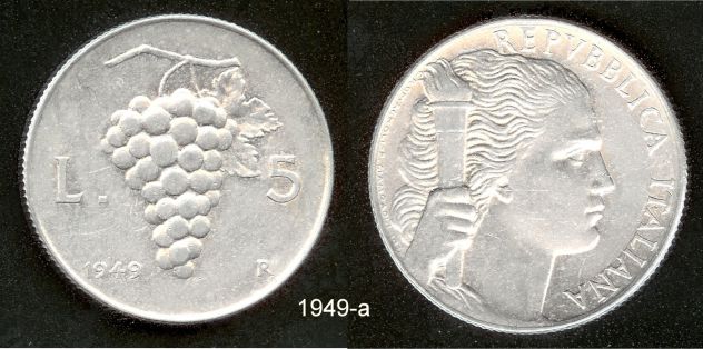 ITALIA 1949-1950 Monete 5 Lire