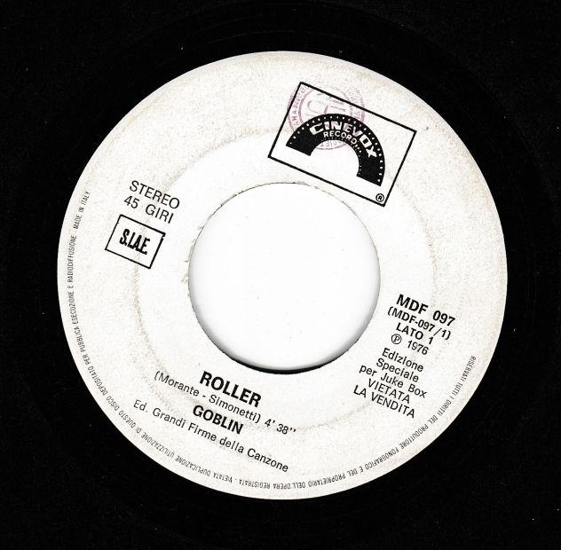 GOBLIN - Roller / Snip Snap - 7'' / 45 giri 1976 Promo Juke-Box Italy Cinevox