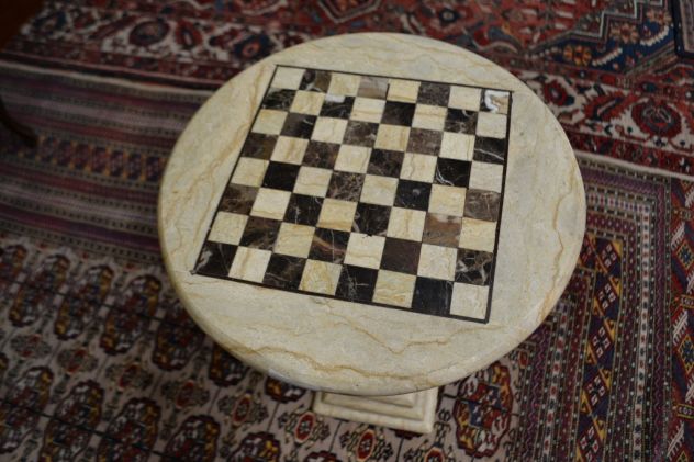Tavolo da gioco a scacchiera in marmo - Foto 4