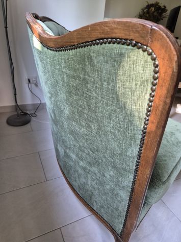 Divano stile Luigi XV restaurato in velluto verde - Foto 3