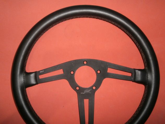 VOLANTE IN PELLE PER AUTO D'EPOCA ALFA FIAT LANCIA JOLLY ATTACCO 5 FORI D.35cm - Foto 2