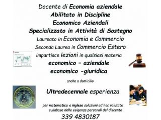 DOCENTE ABILITATO per ripetizioni materie ECONOMICO AZIENDALI E GIURIDICHE