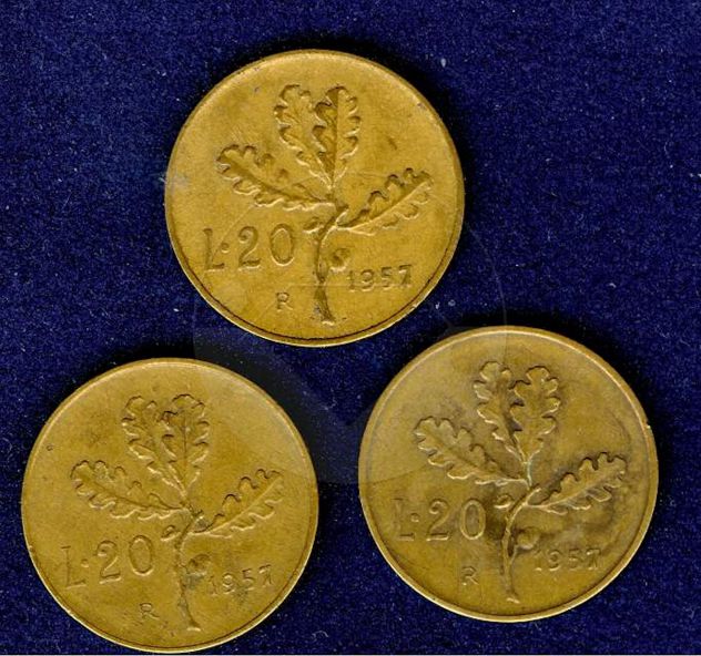 ITALIA 1957 Moneta 20 Lire BB Gambo "7" largo - Foto 4