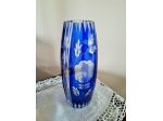 Vaso stile Liberty in cristallo blu cobalto di Boemia , dimensioni cm, 25 x cm