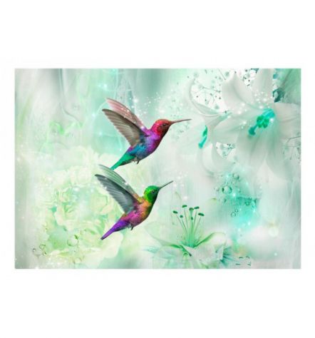 Fotomurale Adesivo Con 2 Colibrì Su Sfondo Verde Arredalacasa - Foto 2