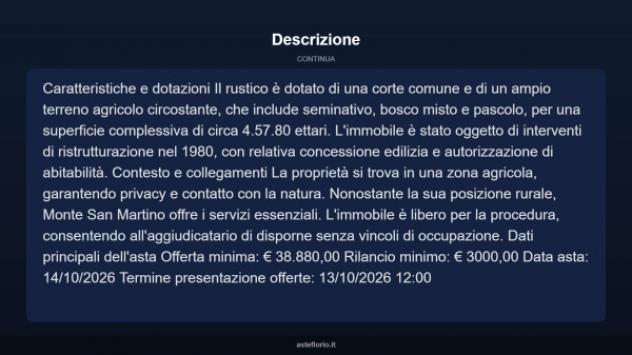 Immobile in asta di 46000 m² con più di 5 locali e box auto in vendita a Monte San Martino - Foto 13