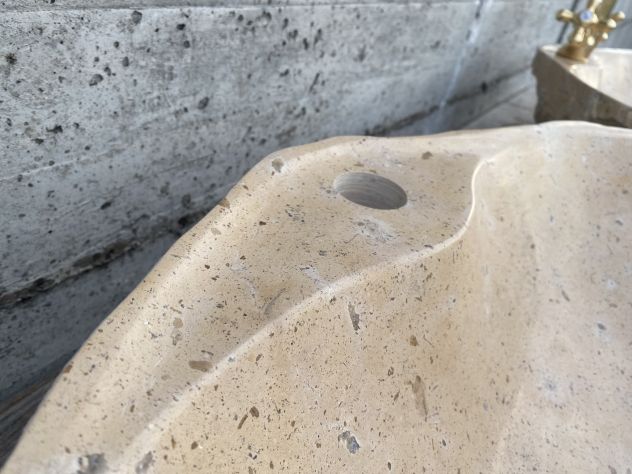 Lavabo lavandino da appoggio in pietra beige 1 - Foto 5