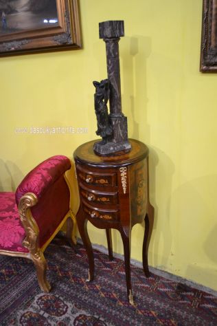 Tavolino tondo intarsiato stile Luigi XV - Foto 6