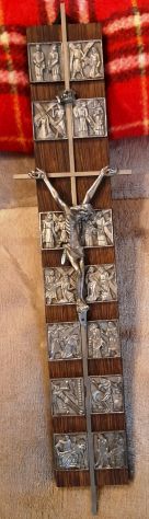 Crocifisso via crucis 35x5 legno e metallo - Foto 4