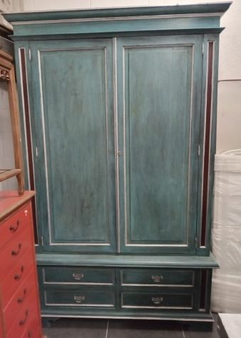 MOBILE ARMADIO ANTIQUARIATO SHABBY CHIC LACCATO COLORI PASTELLO