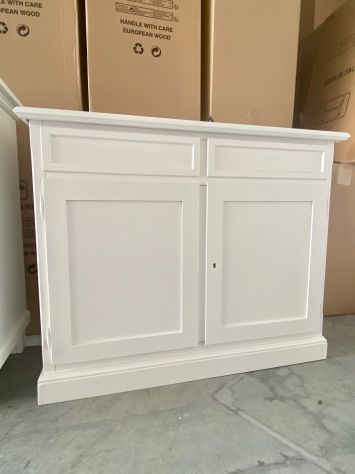 NUOVA CREDENZA 2 ANTE 2 CASSETTI DI VERO LEGNO IN FINITURA BIANCO LACCATO - Foto 2