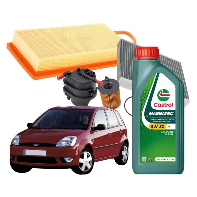 Kit Tagliando + Olio Motore Wix Ktw059+F5W30 Ford Fiesta V tdci