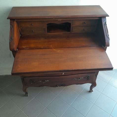 Cassettiera Comò Ribalta Trumeau con scrittoio stile barocco vero legno - Foto 4