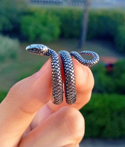 Set 2 Anelli Serpente Aquila Acciaio Inox Y2K Roma - Foto 3