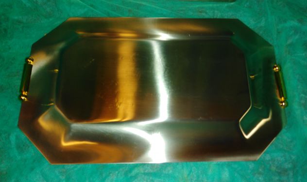 Due vassoi CHANTALL art.191, in acciaio inox con alcune placcature in oro 24kt. - Foto 4