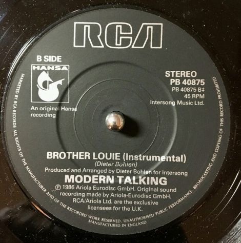 Vinile 45 giri: Modern Talking Brother Louie Etichetta: Hansa – PB 40875 - Foto 3