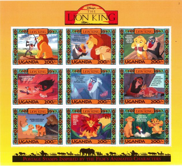 6 foglietti nuovi da collezione "Lion King" Uganda - Foto 5