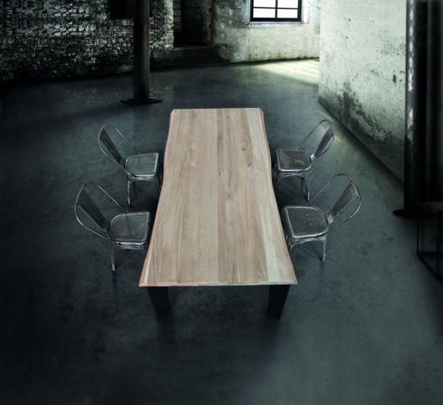 TAVOLO IN LEGNO VECCHIO MASSICCIO, NATURALE PATINATO A MANO SPESS. 4 CM