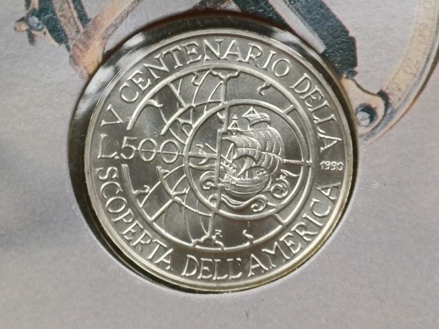 1990 Italy 500 lire " V Centenario Scoperta dell' America " 2° EMISSIONE. - Foto 3