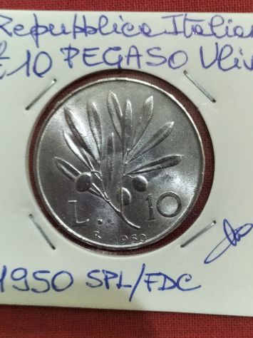 Moneta da collezione lire 10 Pegaso Ulivo 1959 SPL/fdc - Foto 9