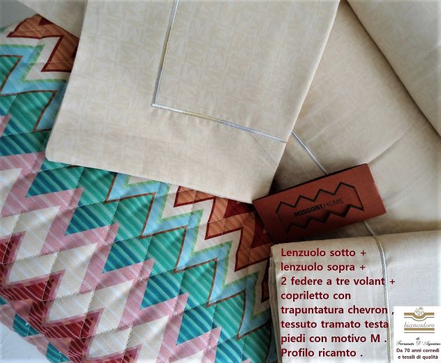 MISSONI coordinato letto , completo lenzuola + copriletto trapuntato - Foto 2