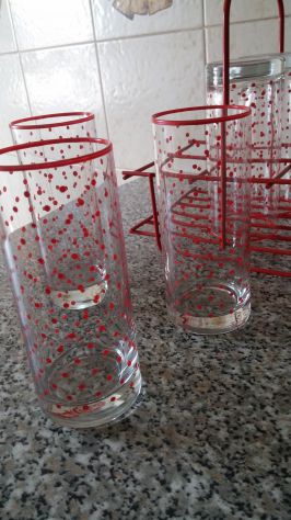 SET DI BICCHIERI DA BIBITA CON CESTINO ROSSO - Foto 5
