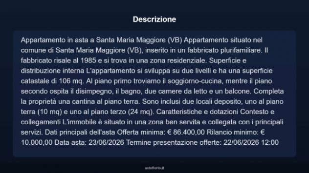 Immobile in asta di 209 m², box auto in vendita a Santa Maria Maggiore - Foto 3