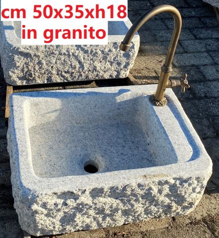 Lavello lavandino lavabo pilozza in pietra granito - Foto 3