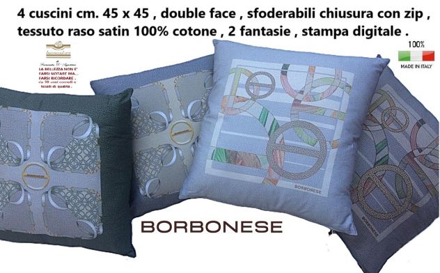 4 CUSCINI ARREDO BORBONESE CM. 45 X 45 , SFODERABILI , CON ZIP ASSORTITI - Foto 7