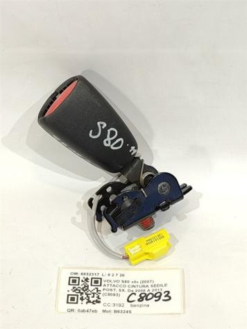 AGGANCIO CINTURA DI SICUREZZA POSTERIORE VOLVO S80 2° Serie 8632317 B6324S (06)