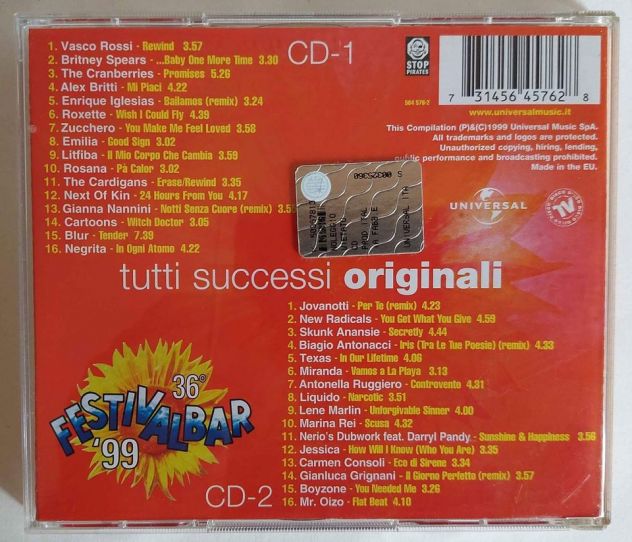 36° Festivalbar '99 Compilation Rossa doppio CD Etichetta:Universal 564 57 - Foto 2