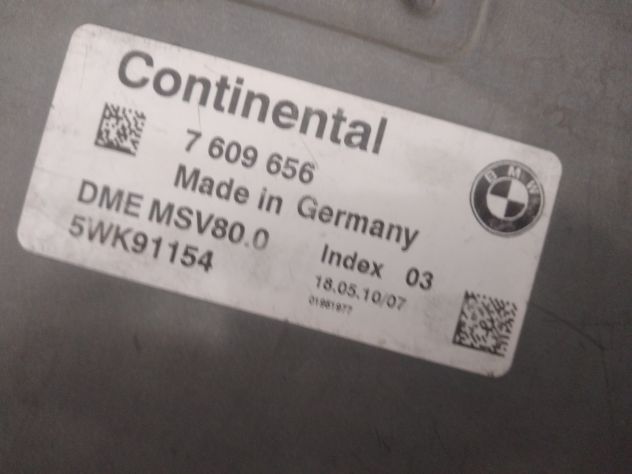 Centralina motore Continental, BMW, 7609656, 7 609 656, DME MSV80.0, 5WK91154, I - Foto 3