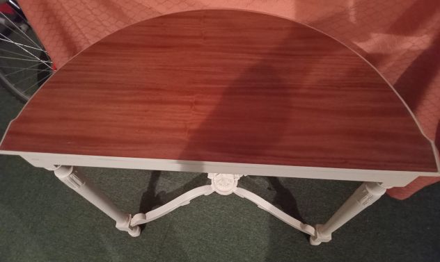 CONSOLLE DI ANTIQUARIATO VINTAGE SHABBY CHIC LACCATA e ARGENTATA - Foto 3