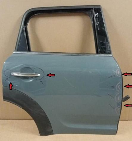 PORTA POST. DX GRIGIO MEDIO MET. (Ammaccata) F.60 999-U1298192 Carrozzeria Lamierati esterni Porte Porta post. dx. MINI - Countryman - 01-12-2016