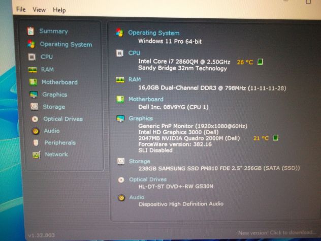 WORKSTATION DELL PRECISION M6400 CORE I7+16G+250SSD+2G VIDEO+WINDOWS 11 - Foto 5