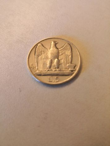 Numismatica Moneta storica Italiana da 5 Lire in argento del 1927 (aquiletta) - Foto 2