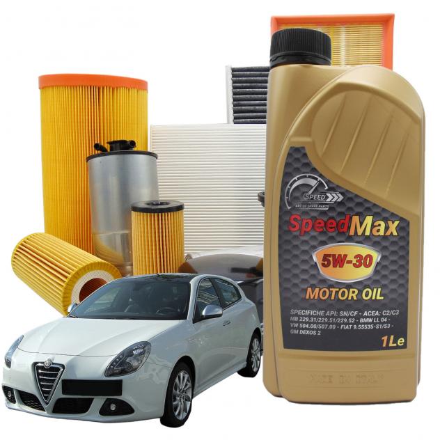 Kit Tagliando 5 litri olio motore Speed Max 5w30 Filtri per Alfa Romeo Giulietta