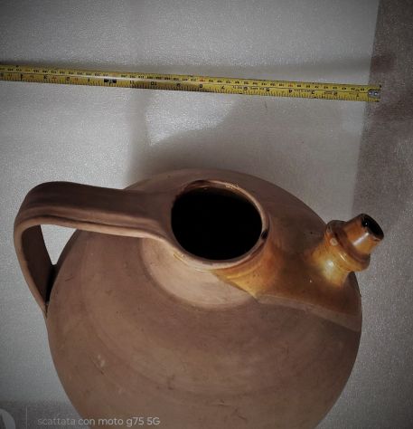 Antica Brocca Fiasca in Terracotta e Ceramiche smaltata - Foto 5