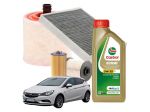 Kit Tagliando Opel Astra K 5l Olio Castrol Edge 5W30 C3 4 Filtri Completi