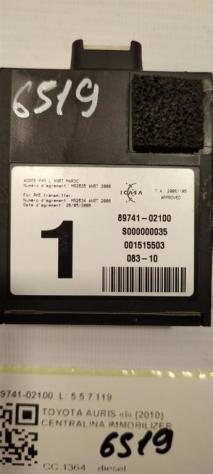 CENTRALINA IMMOBILIZER TOYOTA Auris 2° Serie 89741-02100 1NDTV diesel 1364 (10) - Foto 2