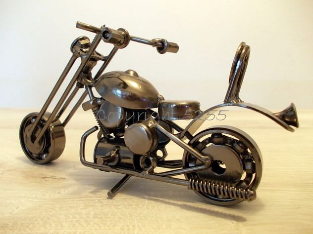 MODELLINI da COLLEZIONISMO MOTO CUSTOM CHOPPER HARLEY HD in METALLO FATTE A MANO - Foto 7