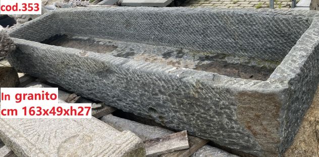 Antica vasca in pietra granito grigio - Foto 5