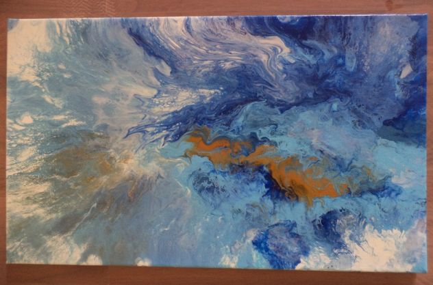 Elenart " l'isola " tecnica fluidart su tela