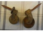 N° 2 ANTICA RUOTE IN OTTONE E FERRO PER CARRELLO IN LEGNO -