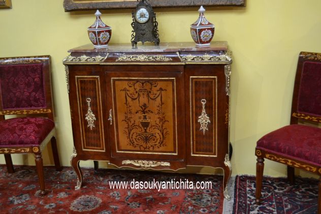 Servante-credenza intarsiata stile Luigi XV